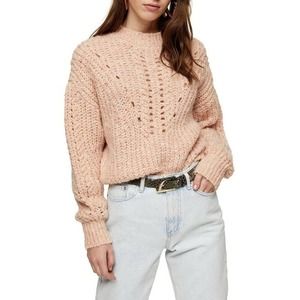 TOPSHOP Textured Pointelle Sweater fisherman Pink women’s